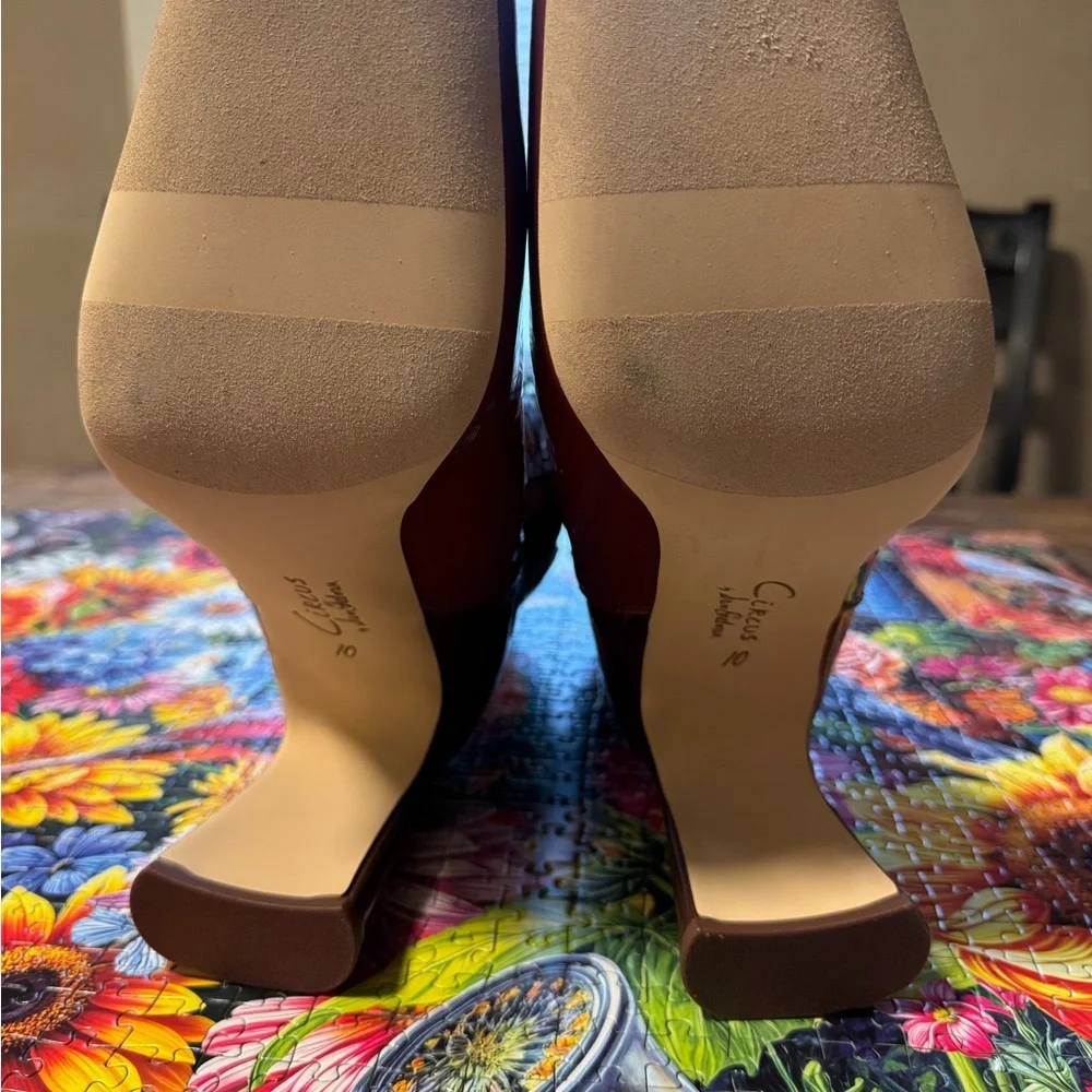 Circus by Sam Edelman Elle Colorblock Patent Ankle Boots Womens Brown Black 10M - Picture 8 of 8